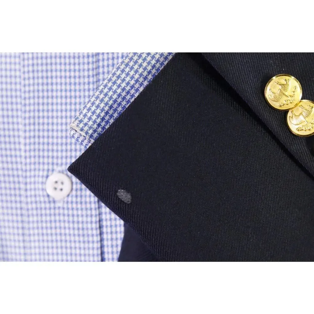 Brooks Brothers Golden Fleece Madison Navy Blue Gold Button Wool Blazer 48R